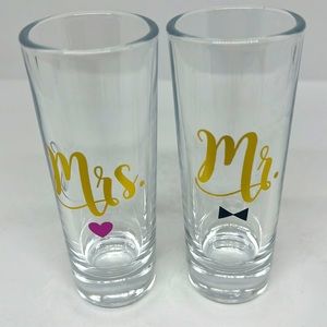 Blue Panda Mr. Mrs. Tall Shot Glasses